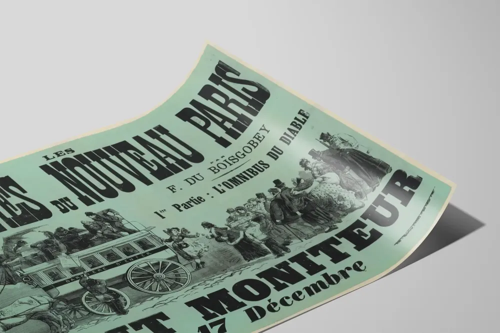 Plakat vintage Les Mystères du Nouveau Paris af F. du Boisgobey