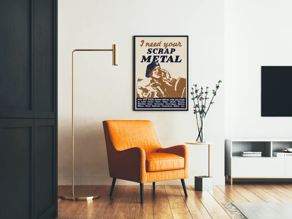 Vintage militærplakat « I Need Your Scrap Metal »