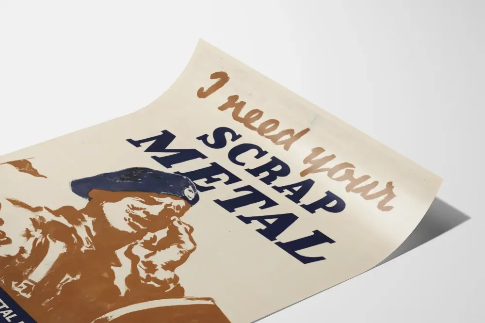 Vintage militærplakat « I Need Your Scrap Metal »