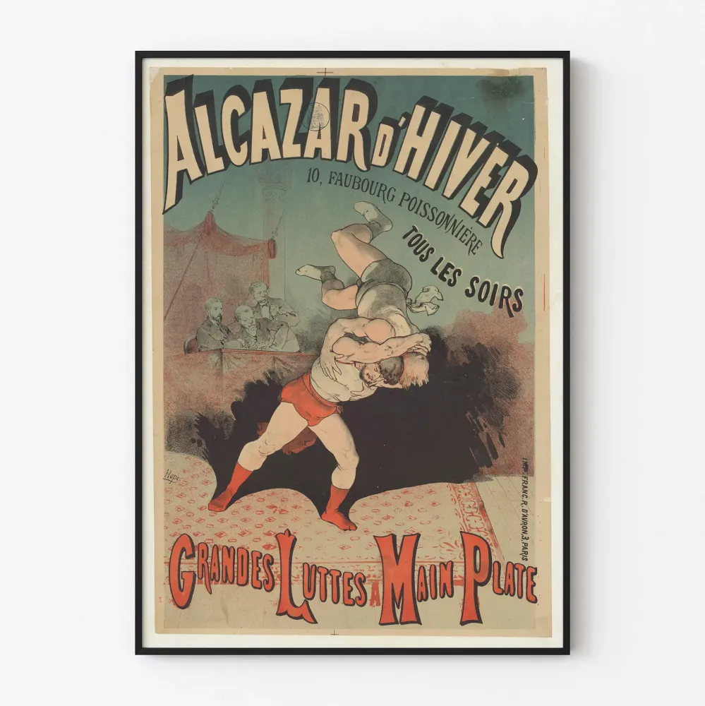 Vintage plakat af Alcazar d'Hiver Grandes Luttes à Main Plate