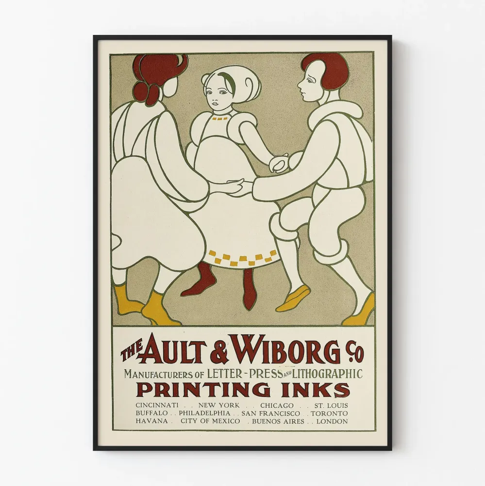 Vintage plakat Ault & Wiborg - Illustration af traditionel dans