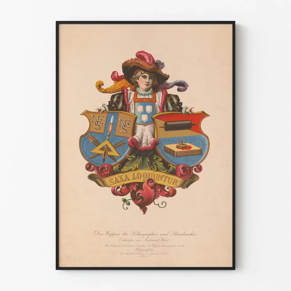 Vintage plakat af Blason des Lithographes et Imprimeurs sur Pierre