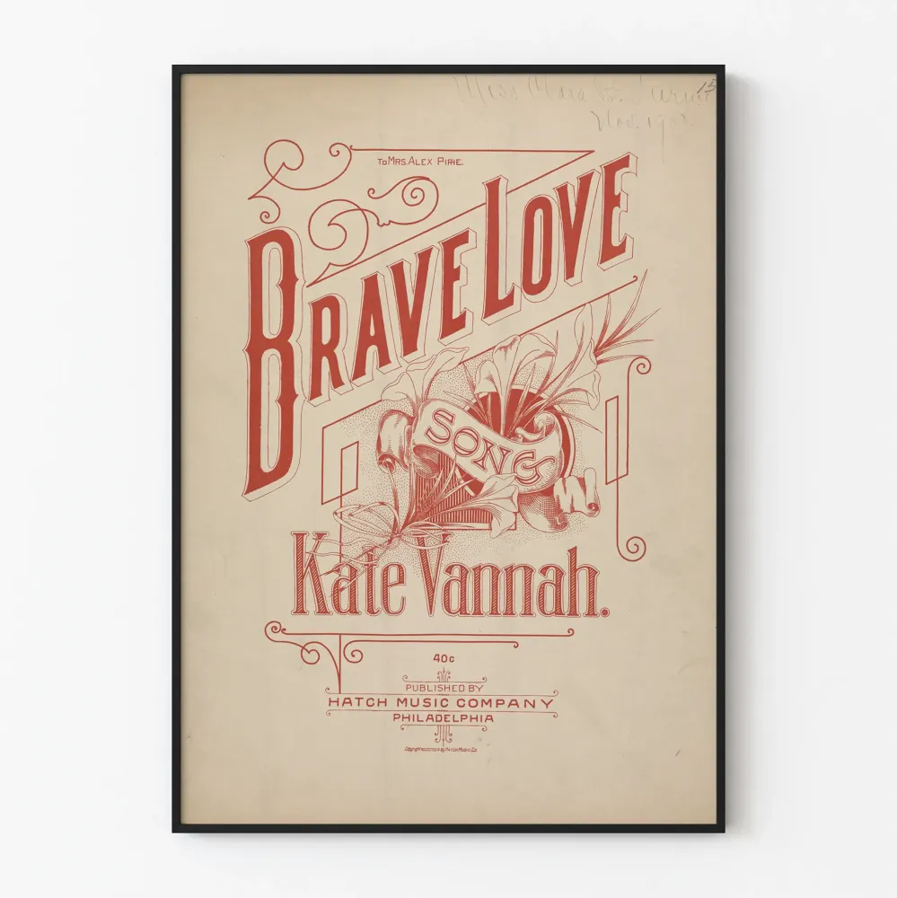 Vintage plakat i Brave Love-stil art déco