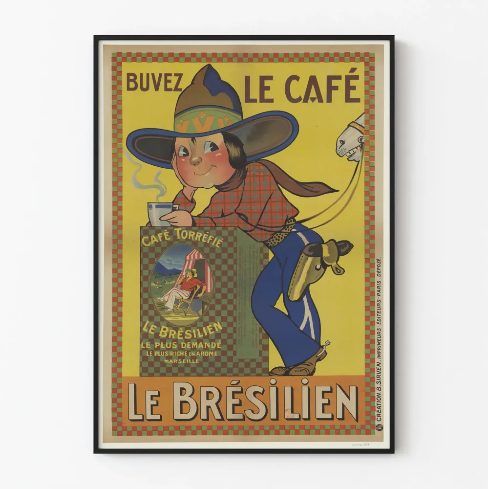 Vintage plakat Café Torrefié Le Brésilien Marseille