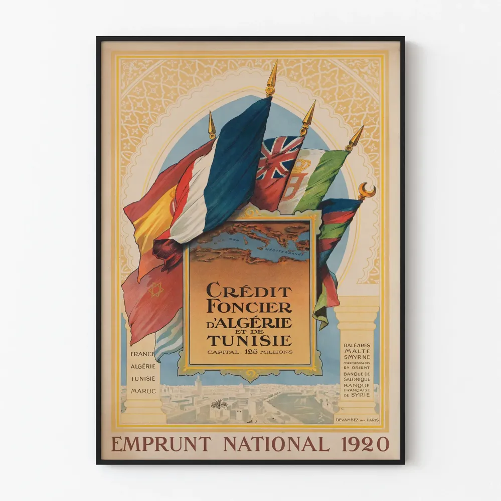 Vintage plakat af Crédit Foncier d'Algérie et de Tunisie 1920