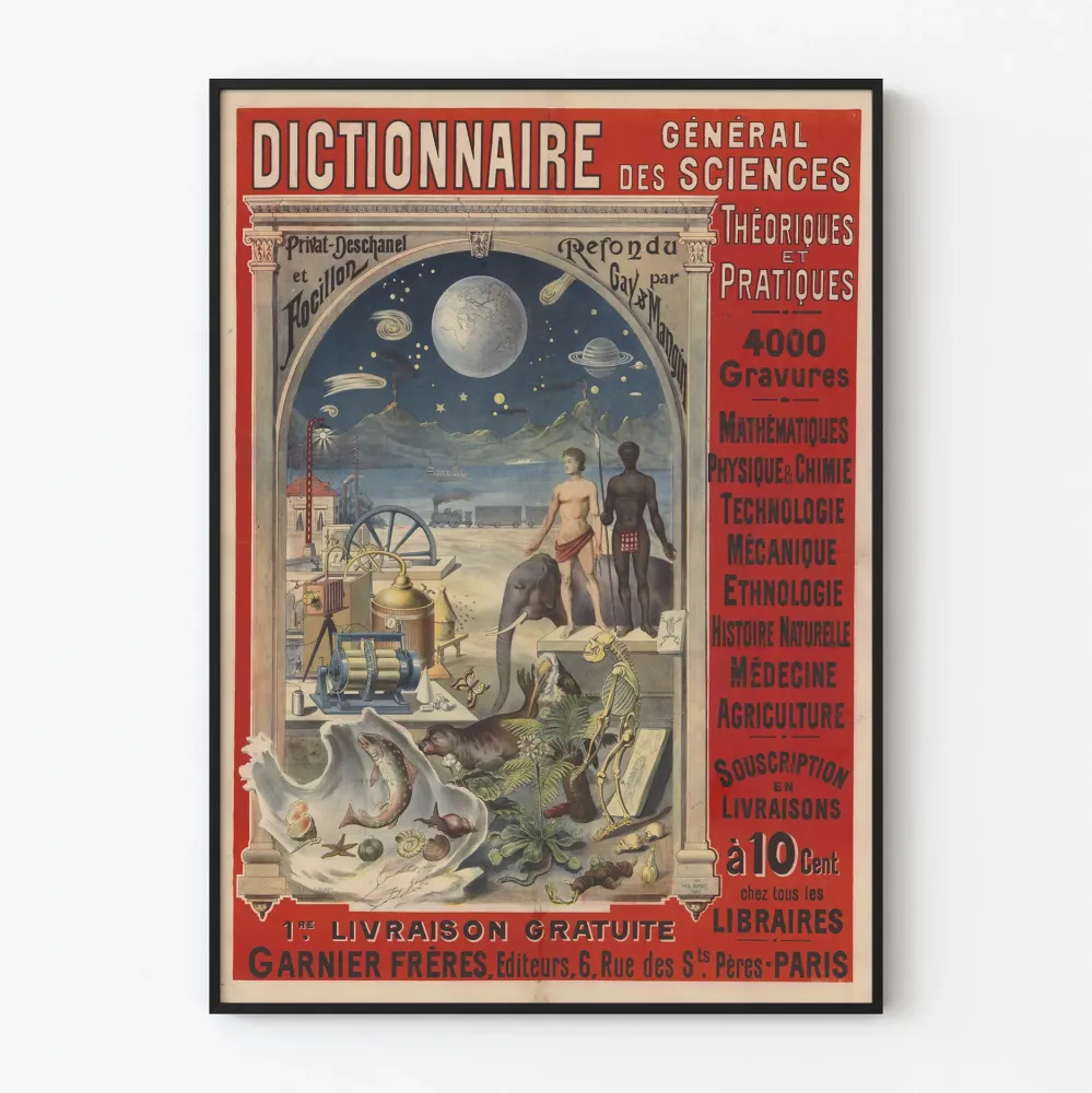 Vintage plakat "Dictionnaire Général des Sciences Théoriques et Pratiques"