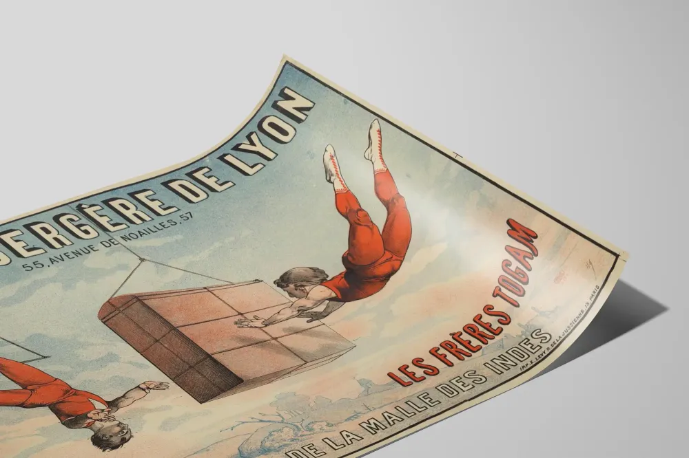 Vintage plakat af Folies-Bergère i Lyon - Les Frères Togam, La Traversée de la Malle des Indes