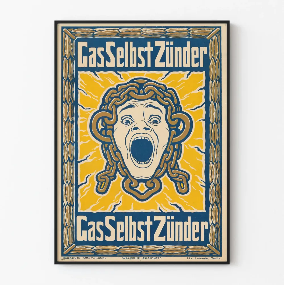 Vintage plakat GasSelbstZünder stil art déco