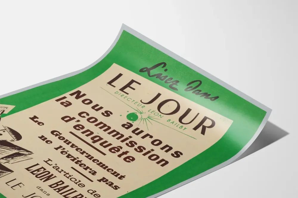 Vintage plakat « Le Jour - Nous aurons la commission d'enquête »