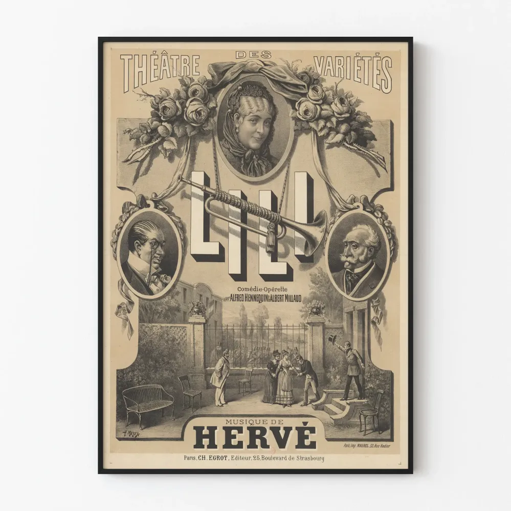 Vintage plakat af komedie-operette Lili Théâtre des Variétés