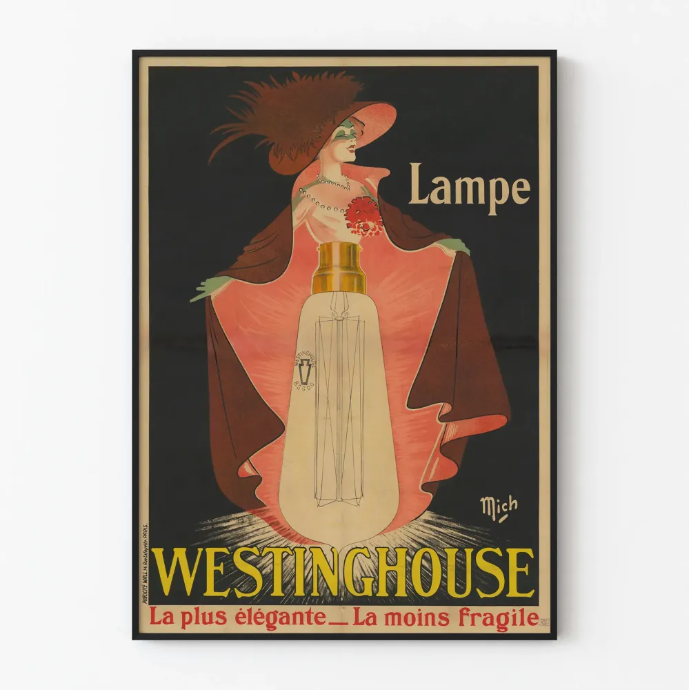 Vintage plakat Lampe Westinghouse stil Art déco
