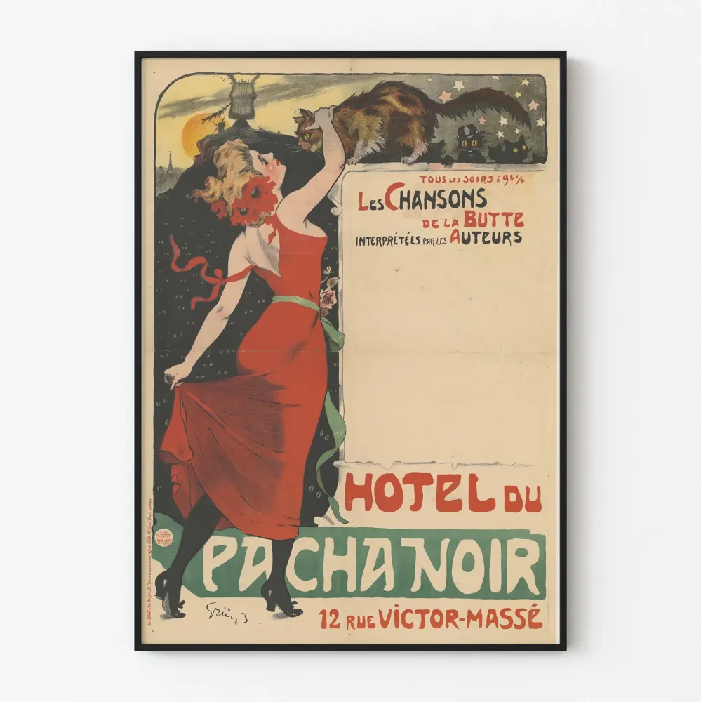 Vintage plakat af Les Chansons de la Butte - Hôtel du Pacha Sort