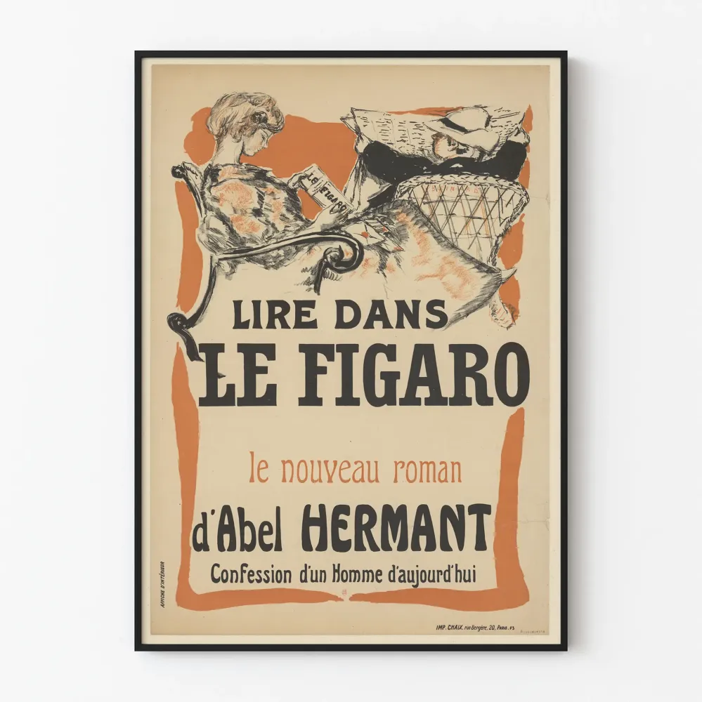 Vintage plakat Lire dans Le Figaro - Roman af Abel Hermant