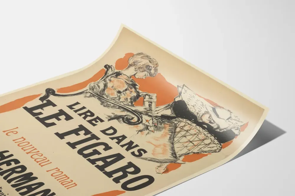 Vintage plakat Lire dans Le Figaro - Roman af Abel Hermant
