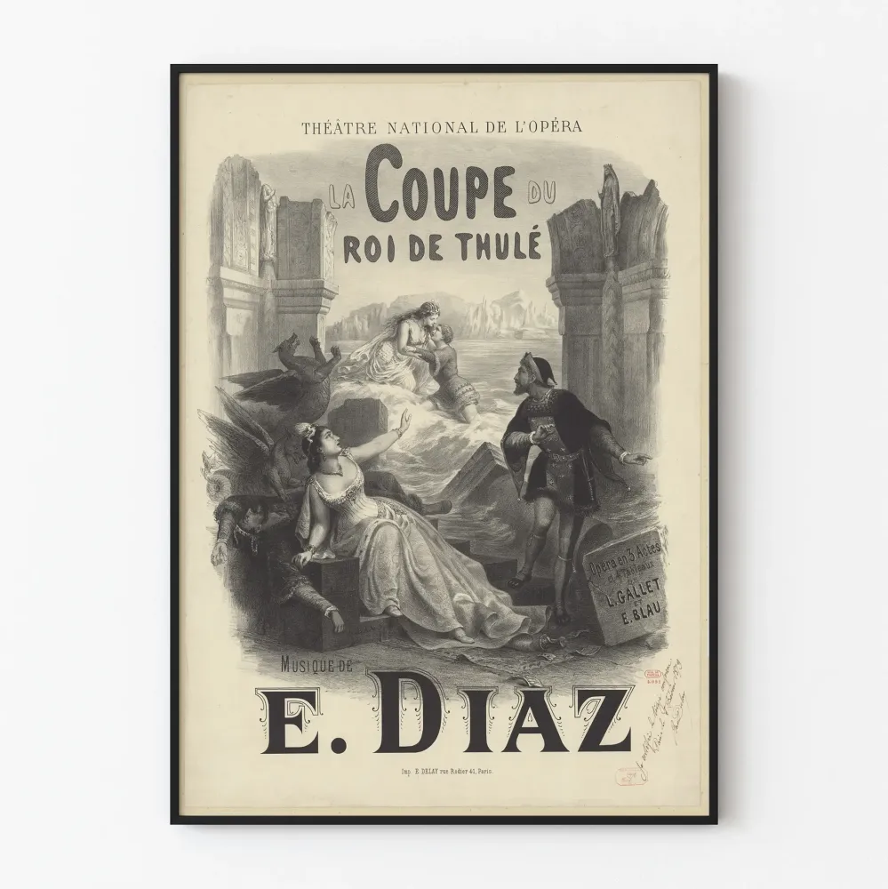 Vintage plakat af operaen La Coupe du Roi de Thulé