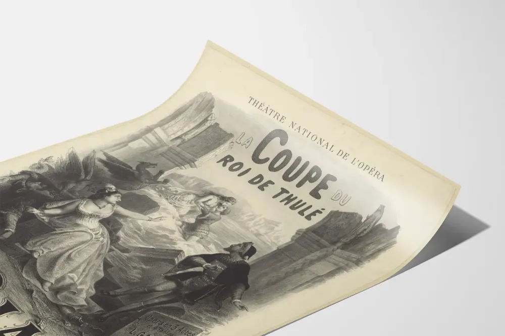 Vintage plakat af operaen La Coupe du Roi de Thulé