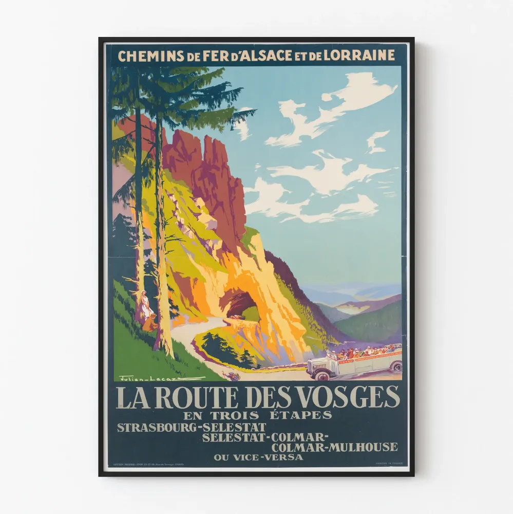 Vintage plakat af La Route des Vosges en Trois Étapes - Chemins de Fer d'Alsace et de Lorraine