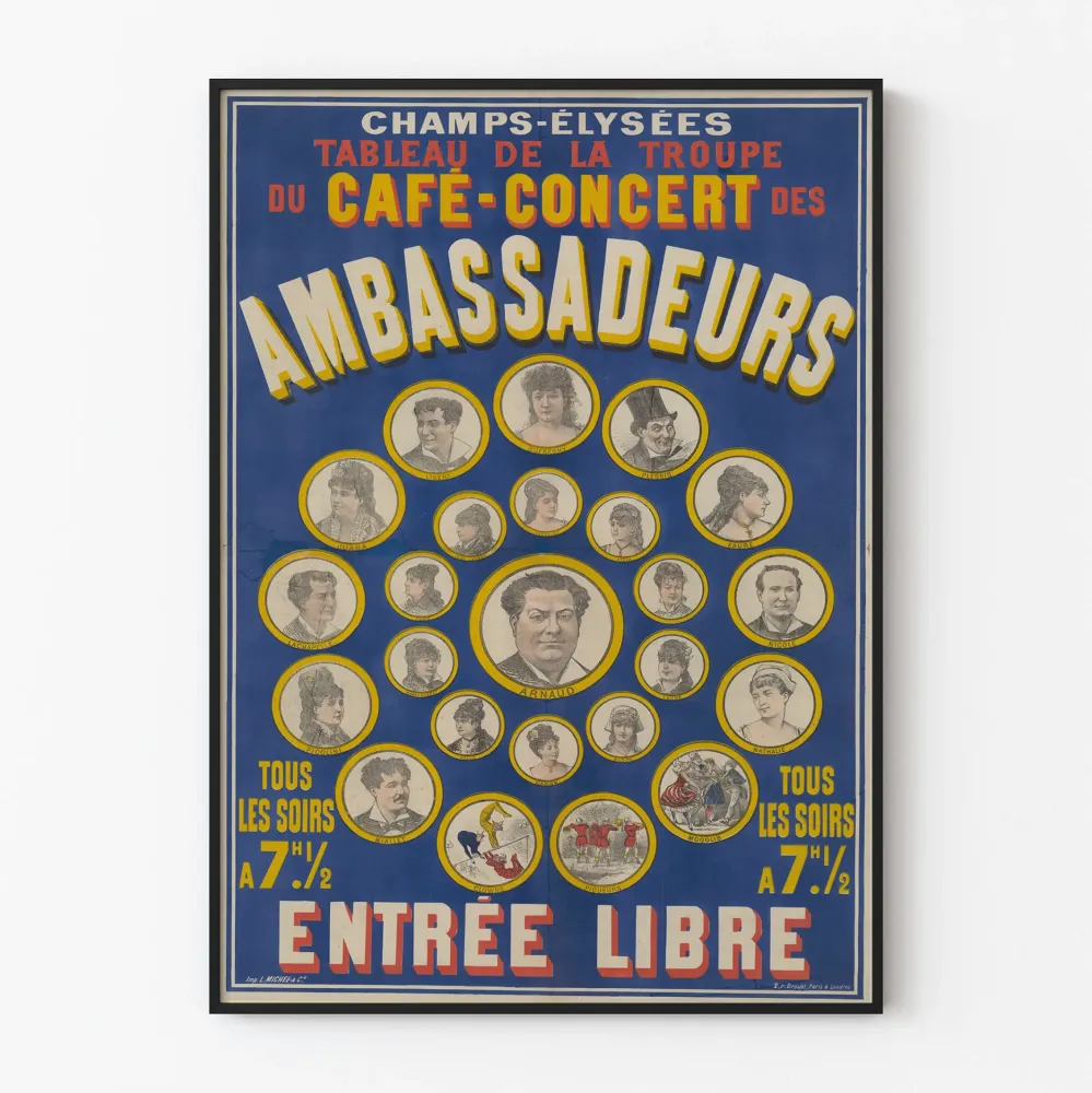 Vintage plakat af Troupe du Café-Concert des Ambassadeurs