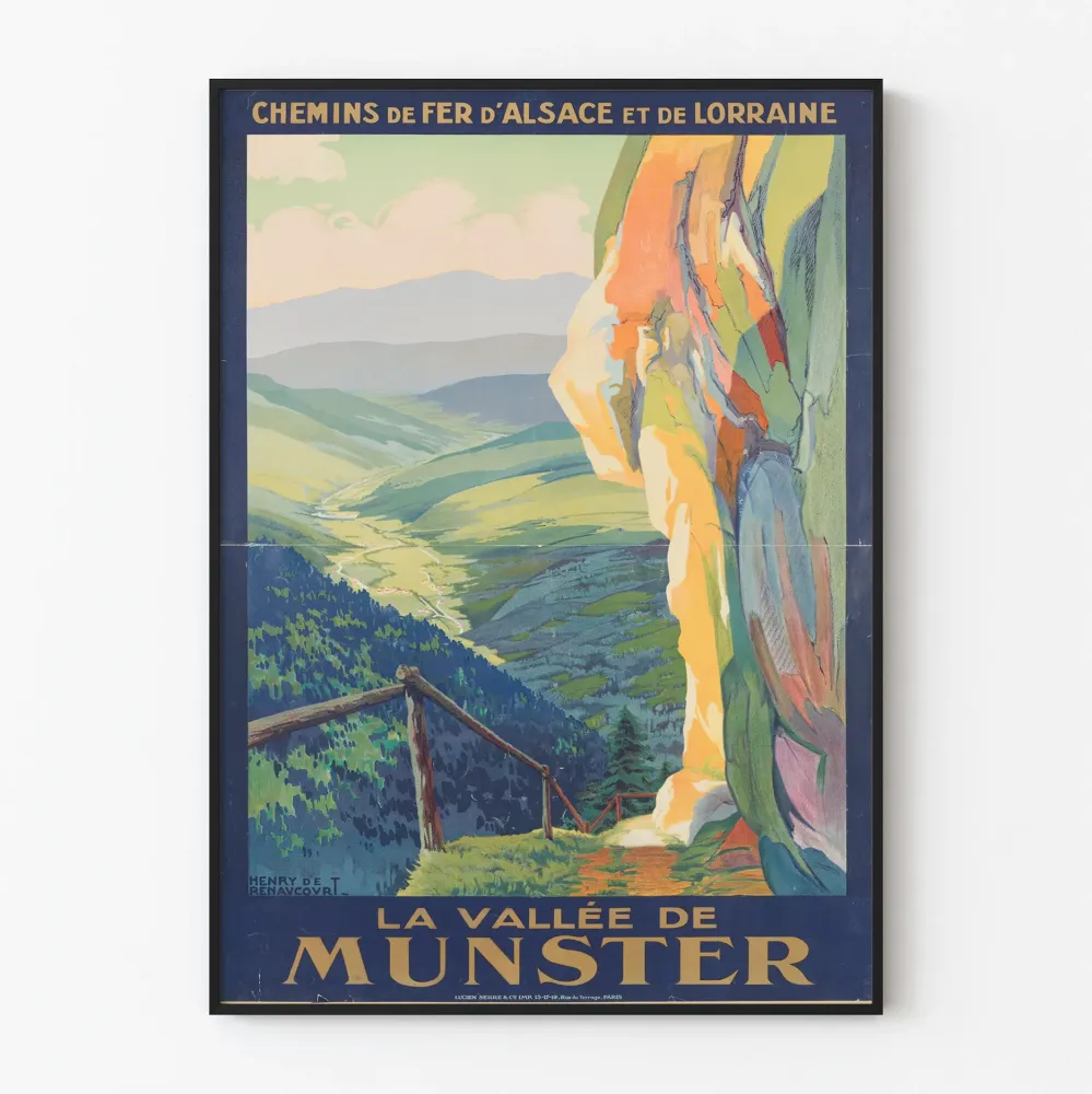 Vintage plakat af La Vallée de Munster - Chemins de Fer d'Alsace et de Lorraine
