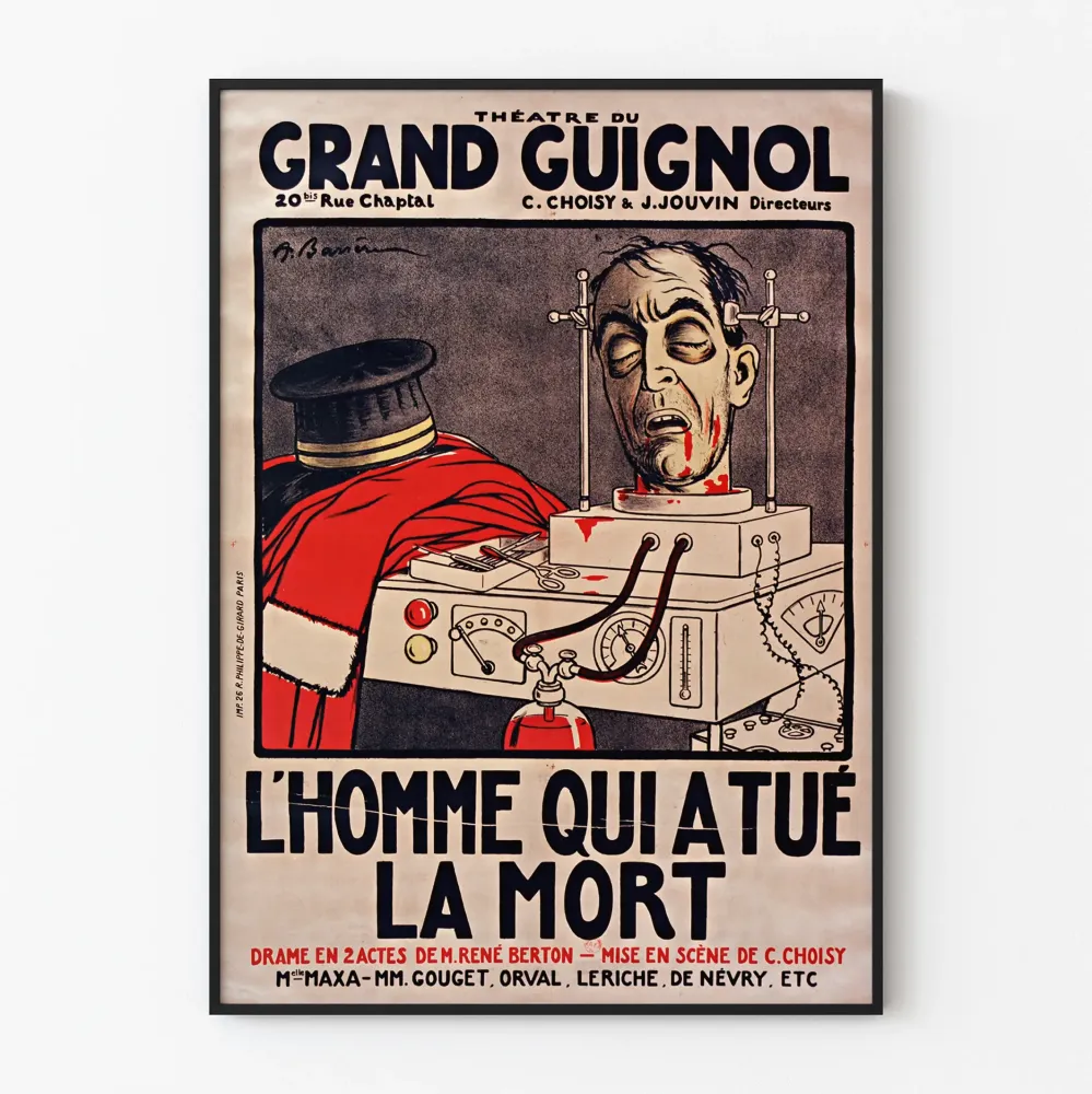 Vintage teaterplakat L'Homme qui tué la mort Grand Guignol