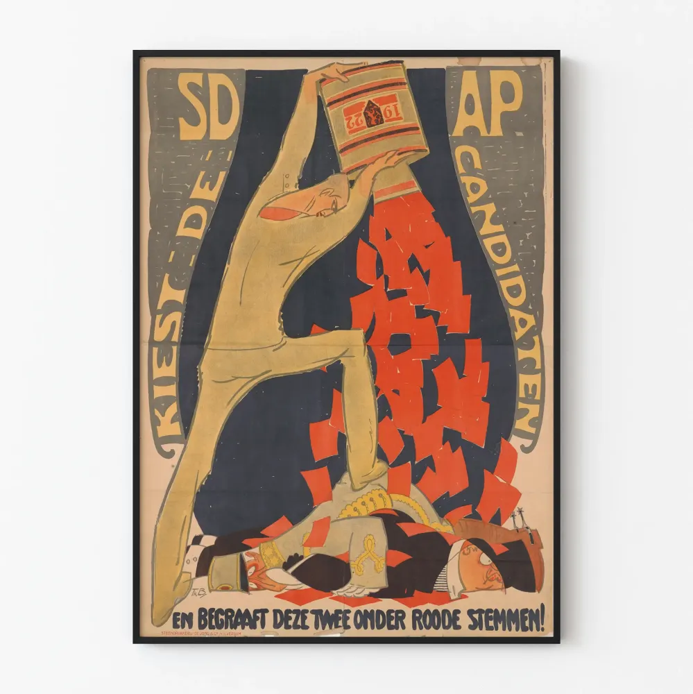 Vintage valgplakat i SDAP-stil art déco