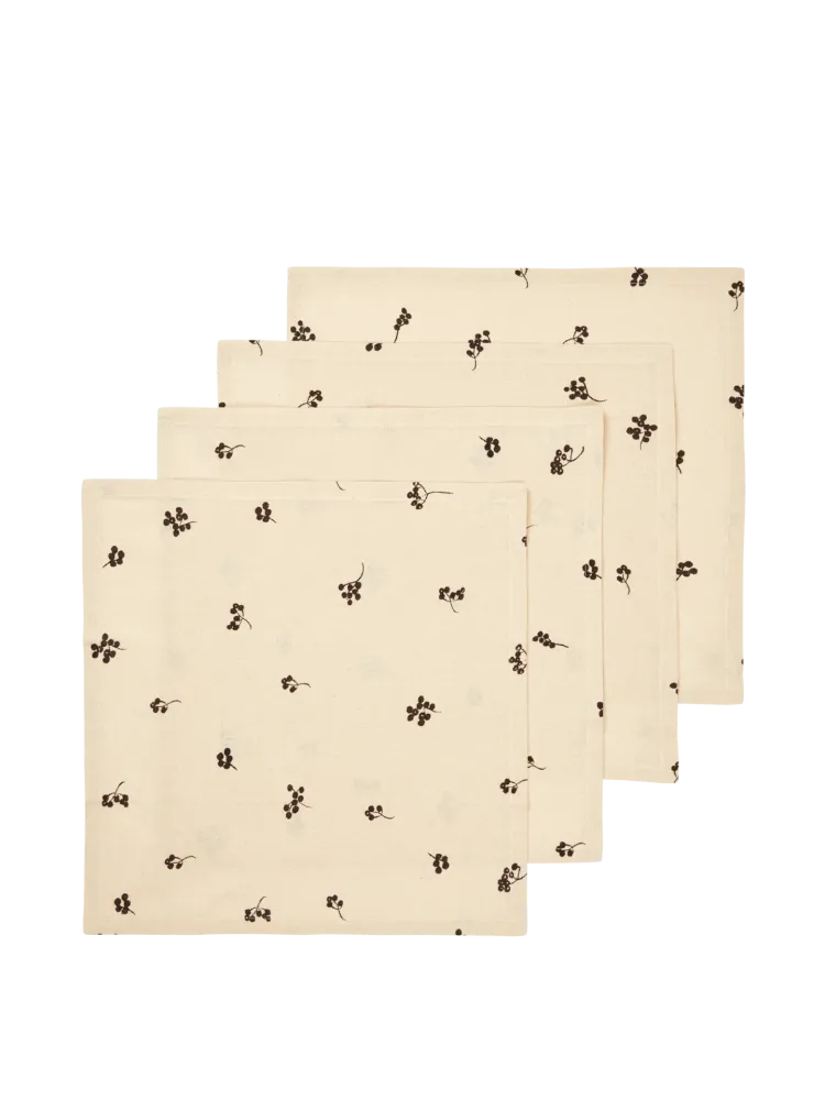 Baies Napkins - Set 4 - Natural/Dark Chocolate Ferm Living - DK