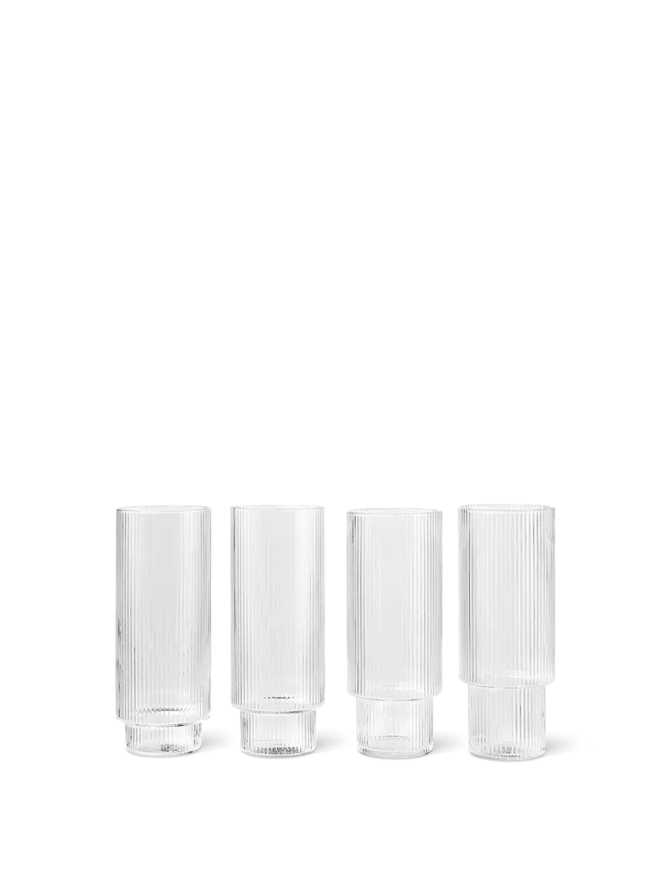 Ripple Long Drink Glasses - Set 4 - Clear Ferm Living - DK