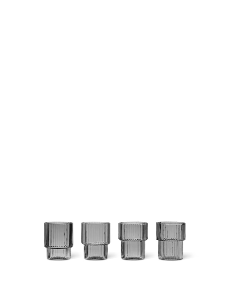 Ripple Small Glasses - Set 4 - Smoked Grey Ferm Living - DK