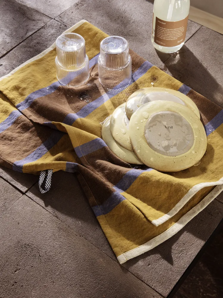 Hale Tea Towel - Lime/Bright Blue/Choco