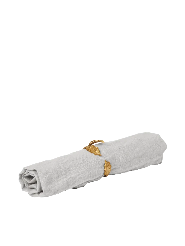Holly Leaf Napkin Rings - Set 4 - Brass