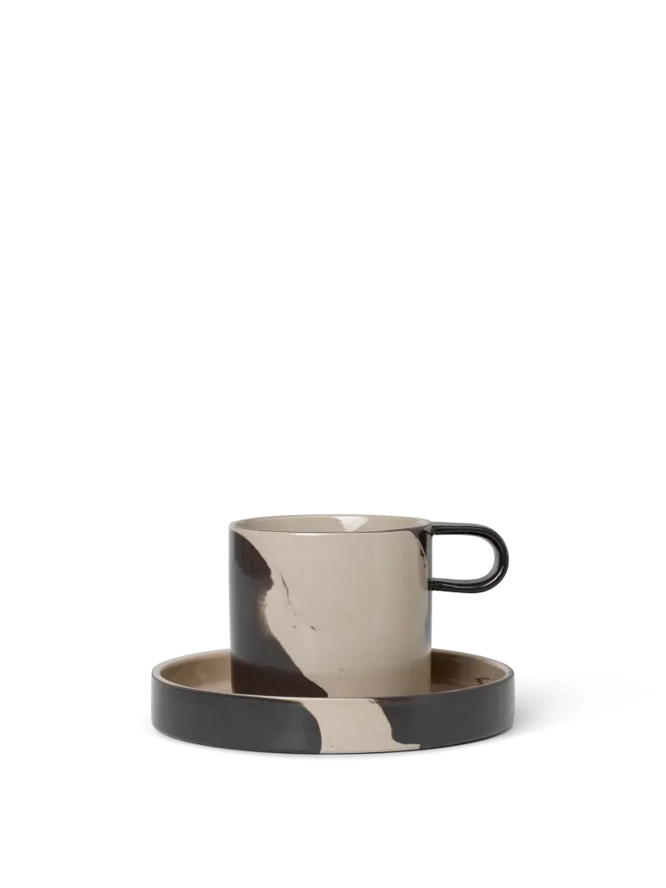Inlay Cup Saucer - Sand/Brown
