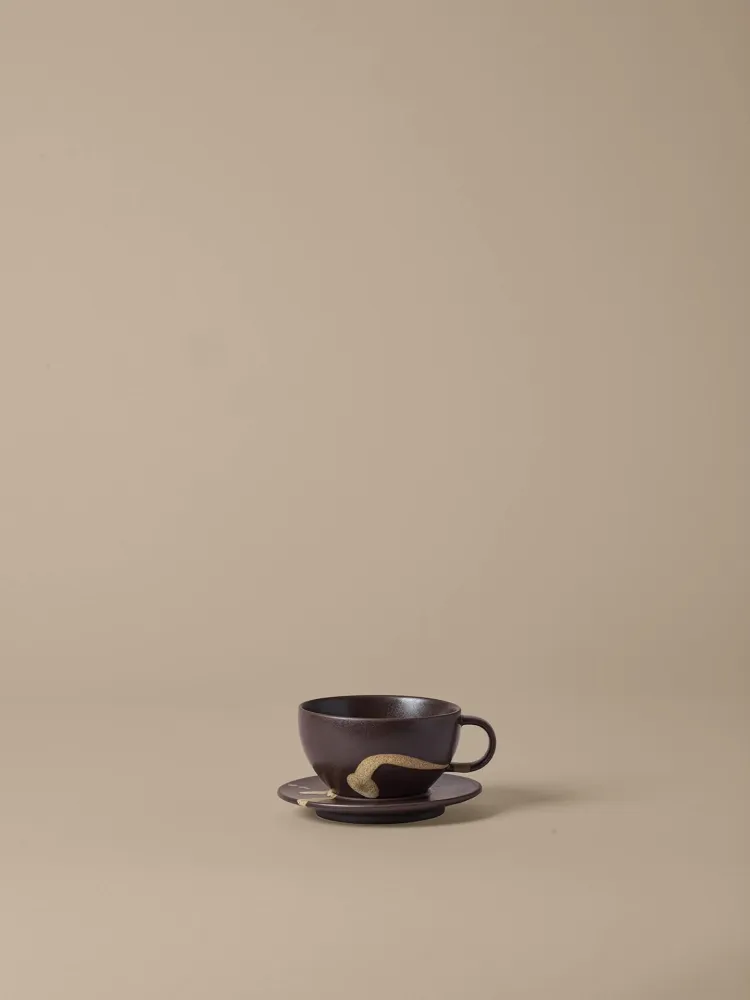 Koyo Cup Saucer - Dark Brown/Buff