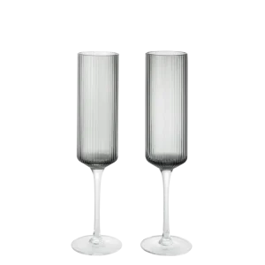 Ripple Champagne Flutes - Set 2 - Smoked Grey