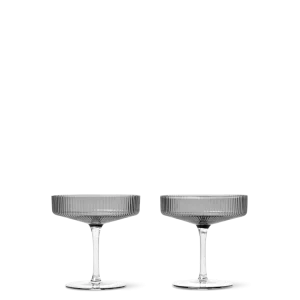 Ripple Champagne Saucers - Set 2 - Smoked Grey