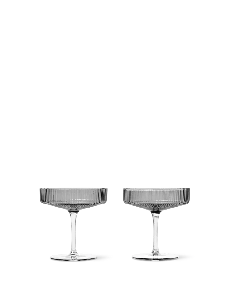 Ripple Champagne Saucers - Set 2 - Smoked Grey