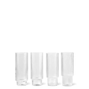 Ripple Long Drink Glasses - Set 4 - Clear