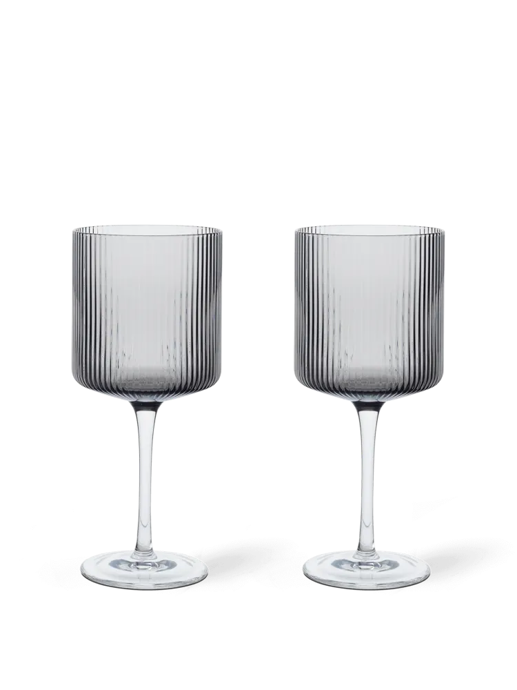 Ripple Red Wine Glasses - Set 2 - Smoked Grey