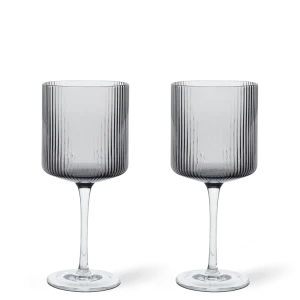 Ripple Red Wine Glasses - Set 2 - Smoked Grey