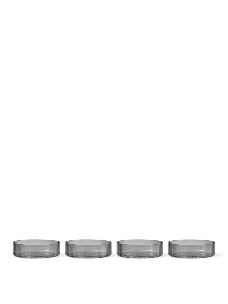 Ripple Serving Bowls - Set 4 - Smoked Grey