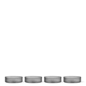 Ripple Serving Bowls - Set 4 - Smoked Grey