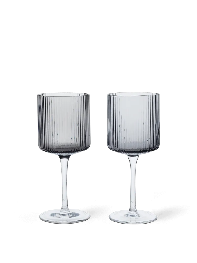 Ripple White Wine Glasses - Set 2 - Smoked Grey