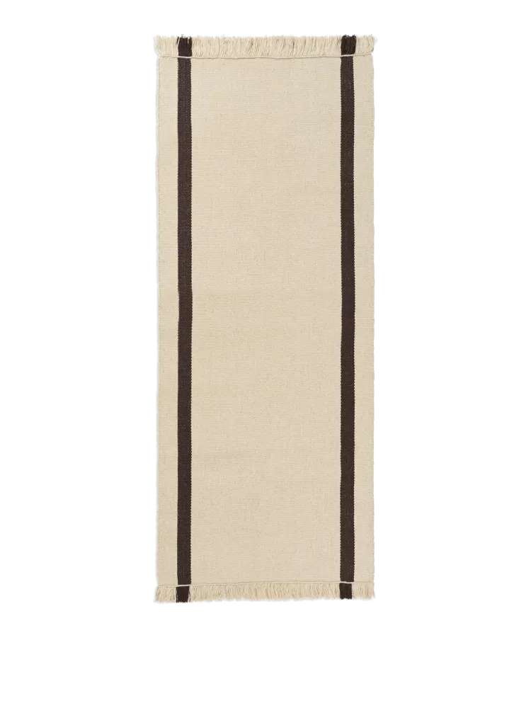 Calm Kelim Runner - Off-White/Coffee