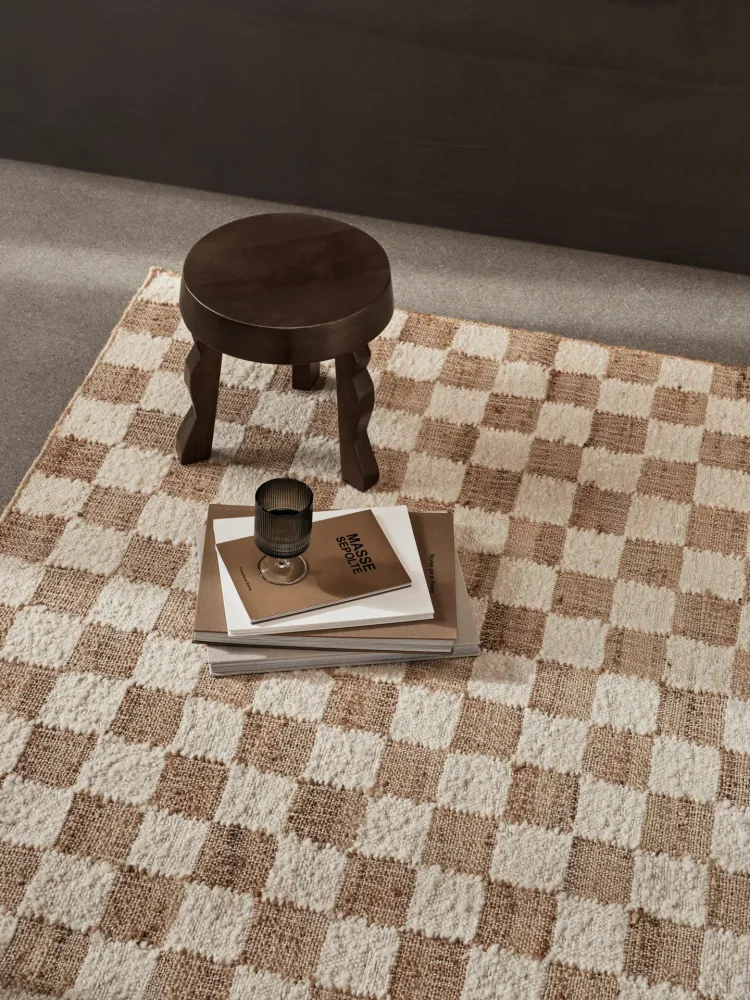 Check Wool Jute Rug - Off-White/Natural 140 Ferm Living - DK