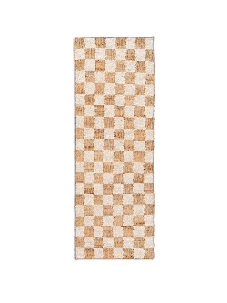 Check Wool Jute Runner - Off-White/Natural Ferm Living - DK