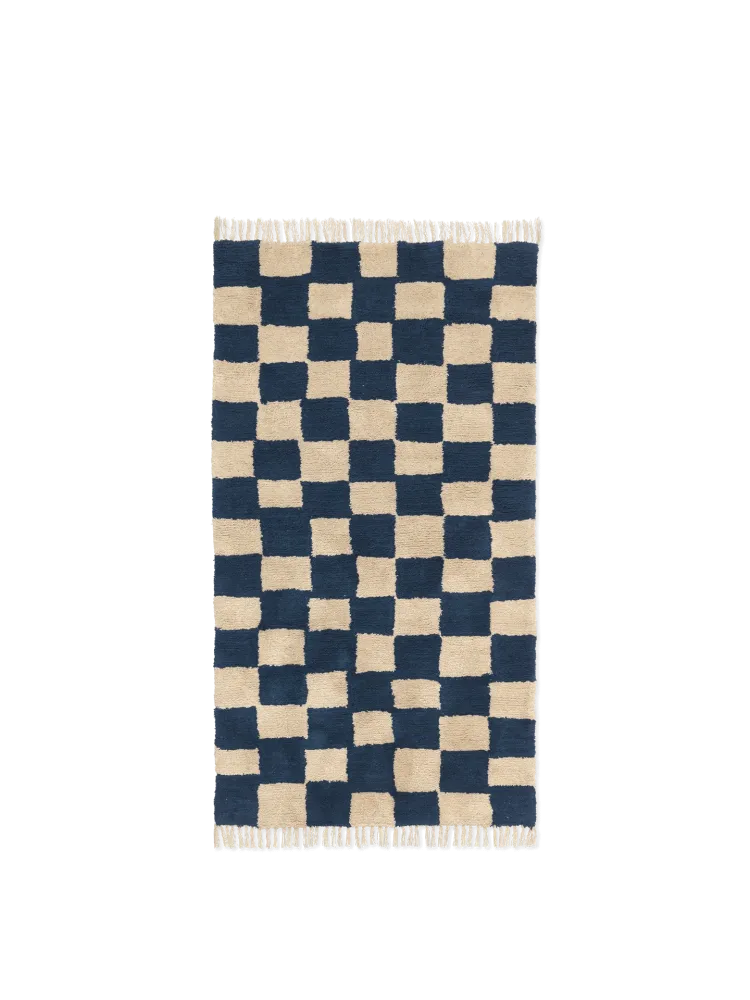 Mara Washable Rug - Deep Blue/Warm Sand