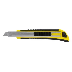 Kniv med Non-Slip gummigreb, 9 mm knivblad, Automatisk lås og magasin med 2 ekstra knivblade