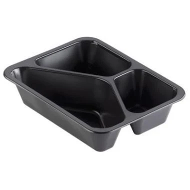 Bakke 3-rum Caterline 227x178x50 mm PP Sort,216 stk/krt