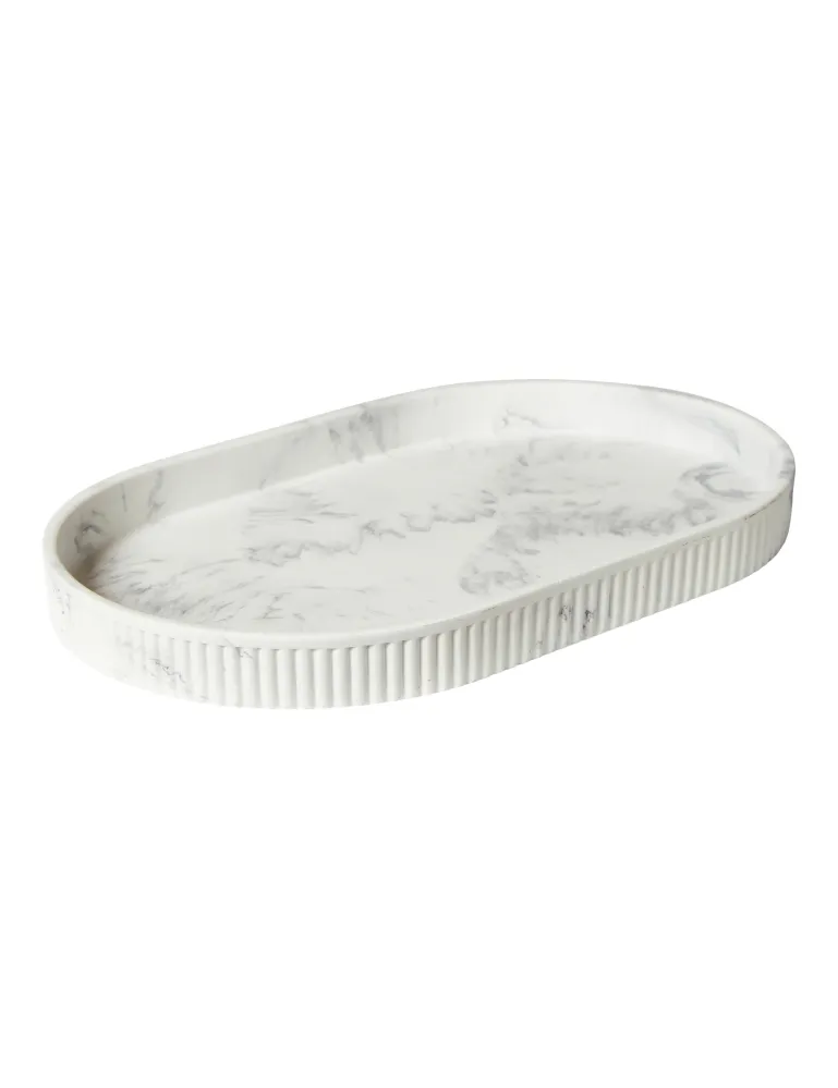 Dacore - Oval Bakke I Polyresin Marmor - 25x2x15,5 Cm.