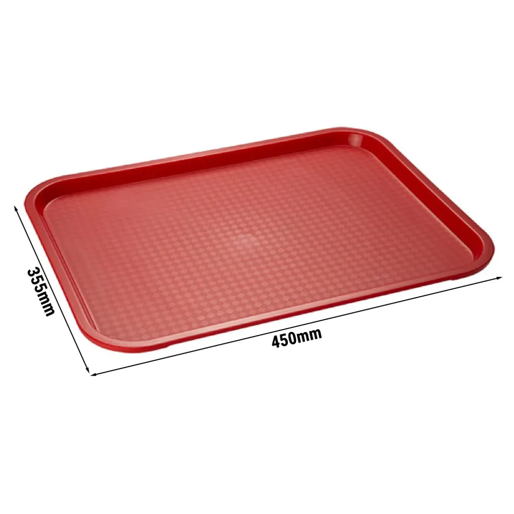 (6 stk.) SECURE FOOD-bakke - Polypropylen - 450x355mm - Rød