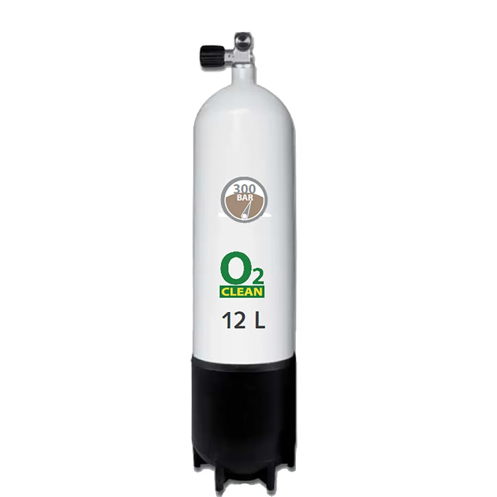 12L Stålflaske 230 Bar / DIN ventil m.fod